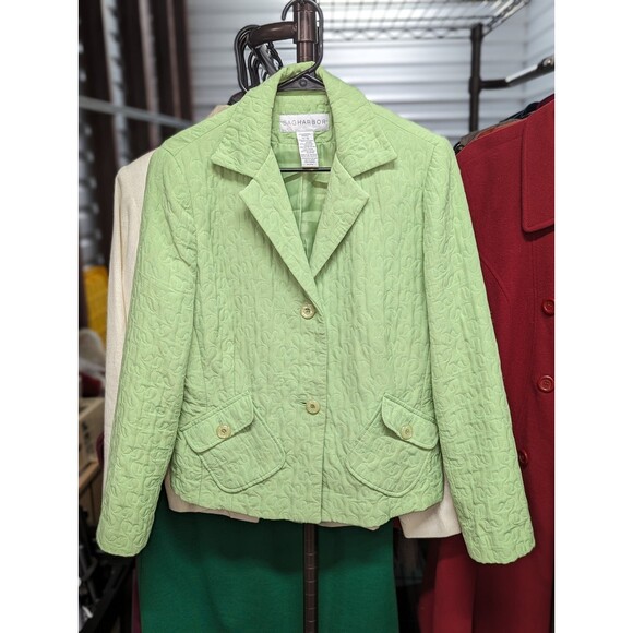 Sag Harbor Women's Size 10 Green Raised Jacquard Patterned Blazer Suit Jacket - Picture 1 of 4